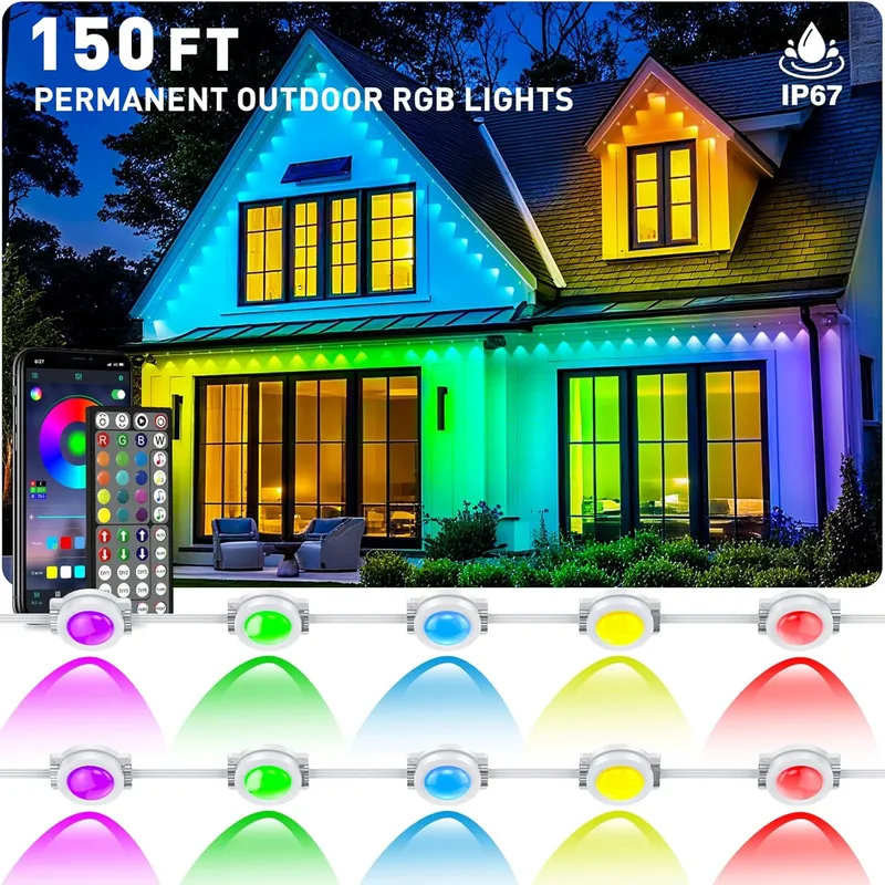 CETELUMA 150FT Permanent Outdoor RGB Lights